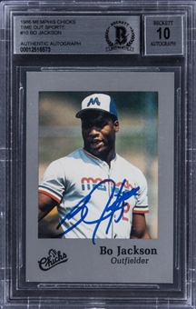 1986 Memphis Chicks Time Out Sports #10 Bo Jackson Signed Card - BGS 10 Autograph